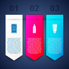 Canvas Print - Set Megaphone on mobile, Lotion cosmetic tube and Cream. Business infographic template. Vector