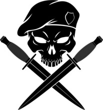 Military Skull  With Combat Knife