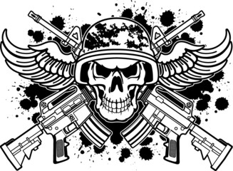 Wall Mural - military skull vector image