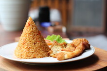 Close-up Of Fried Rice In Plate On Table