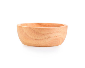 Wall Mural - Wooden bowl isolated on white background.