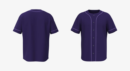 Sticker - Baseball t-Shirt mockup in front and back views, 3d illustration, 3d rendering