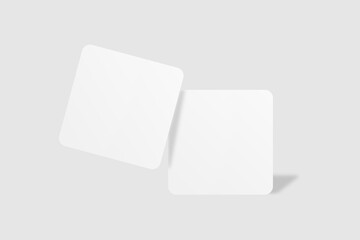 Realistic blank square business card illustration for mockup. 3D rendering.