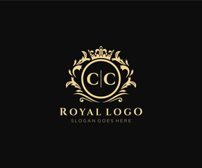 Initial CC Letter Luxurious Brand Logo Template, for Restaurant, Royalty, Boutique, Cafe, Hotel, Heraldic, Jewelry, Fashion and other vector illustration.