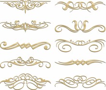 Vector Set Of Gold Monograms. Patterns For Signing Letters And Decorating Invitation Cards