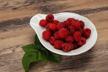 Red bright ripe sweet raspberry