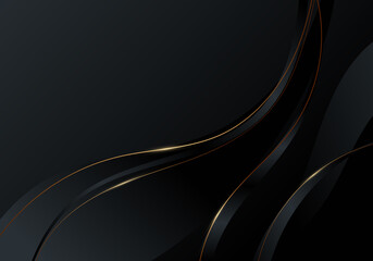 Wall Mural - Abstract gold wave line on black background luxury style