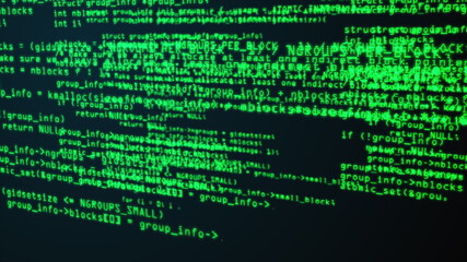 Programming code through the computer screen terminal, computer generated