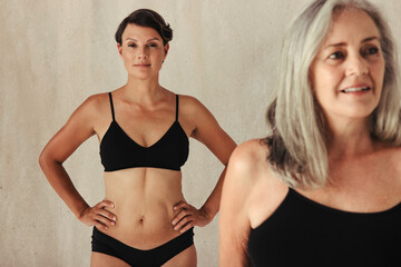 Wall Mural - Women of different ages embracing their natural and aging bodies