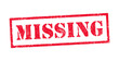Vector illustration of the word Missing in red ink stamps