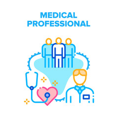 Wall Mural - Medical Professional Team Vector Icon Concept. Medical Professional Team For Examination Patient Health, Diagnosis And Treatment. Hospital Employees Doctor, Nurse And Paramedic Color Illustration