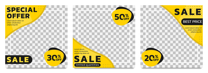 Wall Mural - sale frame set for ad and social media post. square discount banner or poster design collection. mod