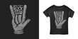 Born to be a rock star quote with hand gesture hand drawn t-shirt design. Vector vintage illustration.
