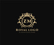Initial ZM Letter Luxurious Brand Logo Template, for Restaurant, Royalty, Boutique, Cafe, Hotel, Heraldic, Jewelry, Fashion and other vector illustration.