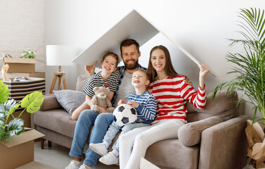 Wall Mural - Happy family under roof in new apartment