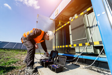Wall Mural - execution of electrical measuring works on the power transformer