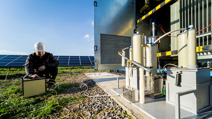Wall Mural - execution of electrical measuring works on the power transformer