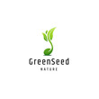 Green seed nature logo icon design template vector