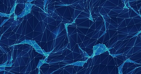 Wall Mural - Abstract polygon wave made up of lines and dots moves. Technology and futuristic image. Seamless loop.