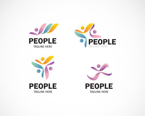 Wall Mural - people set logo creative color design modern abstract