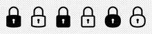Lock Icon Set, Lock Symbol Isolated On Transparent Background,  Vector Illustration