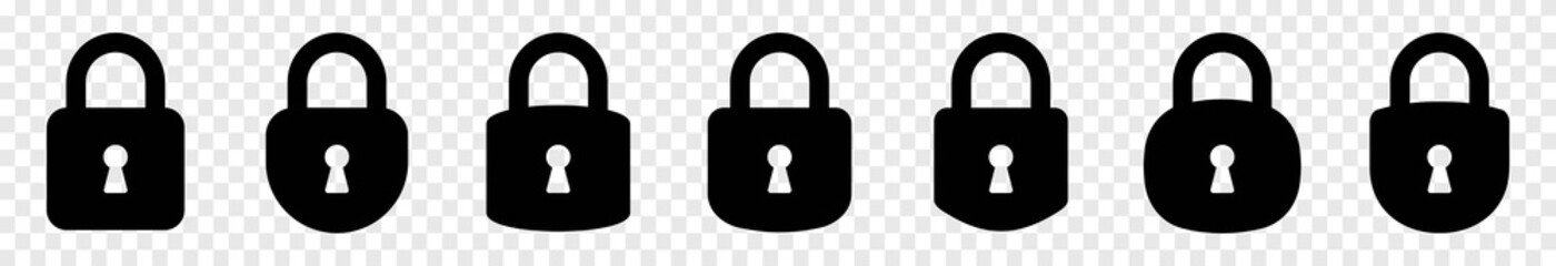 Wall Mural - Lock icon set, lock symbol isolated on transparent background,  vector illustration