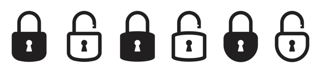 Wall Mural - Lock icon set, lock symbol isolated on white background,  vector illustration