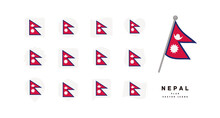 Nepal National Flag Icon Set Vector Illustration