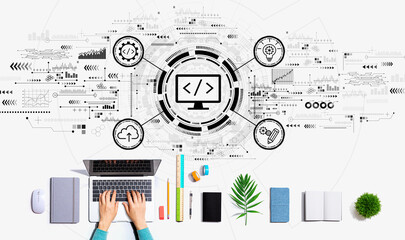 Web development concept with person using a laptop