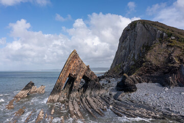 Wall Mural - stunning aerial drone flying landscape image of blackchurch rock on devonian geological formation