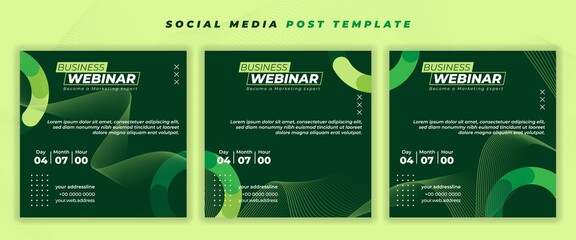 Set of Social media post template with green design.