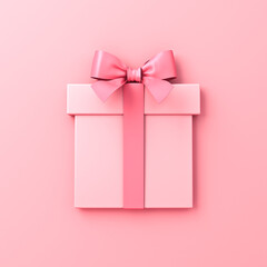 Aufkleber - 3d pink gift box icon isolated on pink pastel color background with shadow minimal conceptual 3D rendering