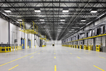 interior of empty warehouse industrial storage building