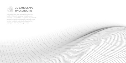 virtual landscape with 3d lines and waves.