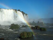 Beautiful view of rainbows near the waterfall in Iguacu National Park Pinheirinho Brazil