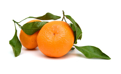 Wall Mural - Ripe mandarin citrus isolated tangerine mandarine orange on white background. 