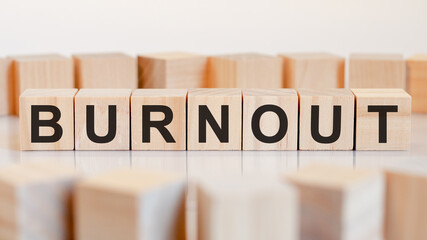burnout word made with building blocks, concept
