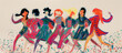© pronoia - Happy friends. Watercolor concept background