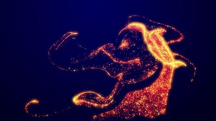 Wall Mural - 4k particle background like confetti in oil. 3d render of magic fiery golden sparkles glisten and sh