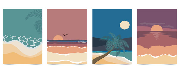 Wall Mural - Beach postcard with sun,sea and sky in the nightime
