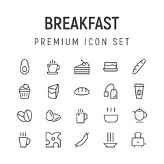 Poster - Premium pack of breakfast line icons.