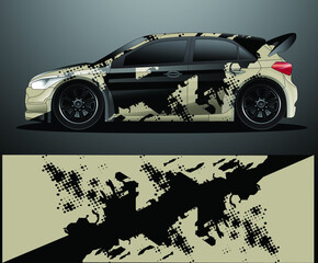 Rally car decal graphic wrap vector, abstract background