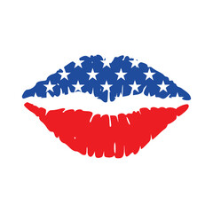 Vector USA Flag Kiss Mark Illustration