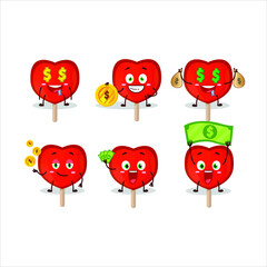 Poster - Lolipop love cartoon character with cute emoticon bring money. Vector illustration