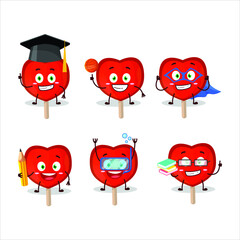 Poster - School student of lolipop love cartoon character with various expressions. Vector illustration