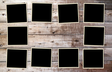 Sticker - Ten retro photos on old wooden boards