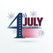 4th of July, United Stated independence day greeting. Fourth of July typographic design. Usable as a greeting card, banner, background.
