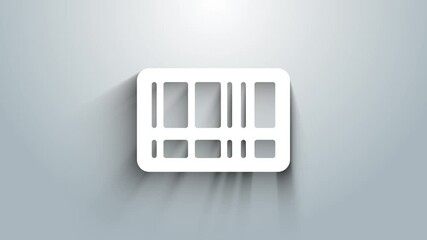 Sticker - White Barcode icon isolated on grey background. 4K Video motion graphic animation