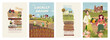 © PureSolution - Organic farming, agriculture and gardening. Set of vector illustrations for posters, brochure covers, background, business presentation, marketing material for food market and restaurants.