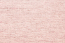 Linen Fabric Texture Background. Simple And Basic Pattern Textile. Natural Peach Pink Cloth Surface Closeup